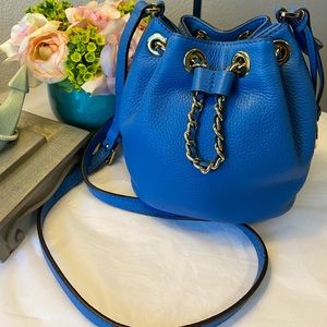 Michael Kors blue leather mini bucket shoulder bag